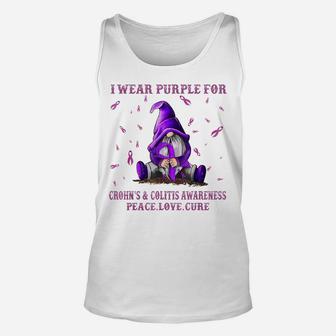 I Wear Purple For Crohn's & Colitis Awareness Costume Gnome Unisex Tank Top | Crazezy DE
