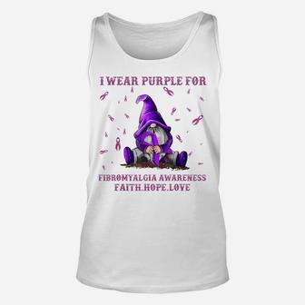 I Wear Purple For Fibromyalgia Awareness Costume Gnome Lover Unisex Tank Top | Crazezy DE