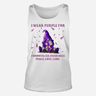 I Wear Purple For Fibromyalgia Awareness Gift Gnome Unisex Tank Top | Crazezy DE