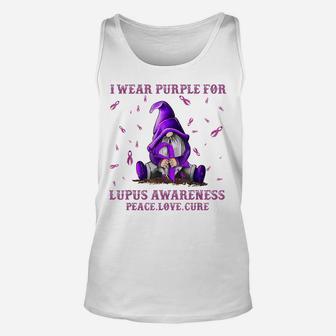 I Wear Purple For Lupus Awareness Gift Gnome Lover Unisex Tank Top | Crazezy UK
