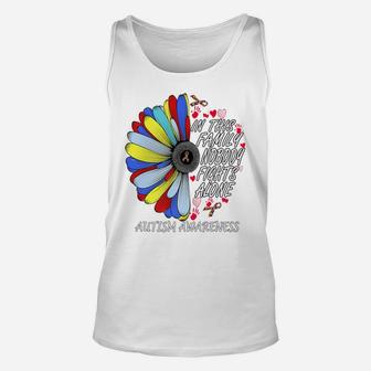 In This Family Nobody Fights Alone Autism Sunflower Gift Unisex Tank Top | Crazezy UK
