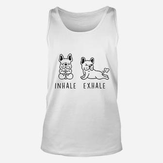 Inhale Exhale French Bulldog Yoga Unisex Tank Top | Crazezy