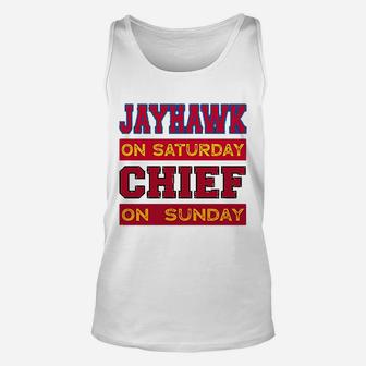 Jayhawk On Saturday Chief On Sunday Unisex Tank Top - Thegiftio UK