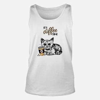 Kätzchen Kaffeepause Unisex TankTop, Lustiges Katzenmotiv für Kaffeefans - Seseable