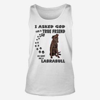 Labrabull Saying Mom Dad Costume, Cute Pitbull Lab Mix Dog Unisex Tank Top | Crazezy UK