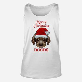 Labradoodle Merry Christmas Doods Santa Hat Doodle Dog Lover Sweatshirt Unisex Tank Top | Crazezy AU