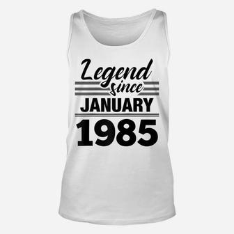 Legend Since January 1985 - 35Th Birthday 35 Year Old Gift Raglan Baseball Tee Unisex Tank Top | Crazezy