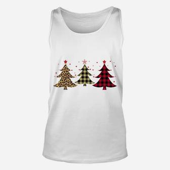 Leopard And Red Buffalo Plaid Xmas Tree Merry Christmas Sweatshirt Unisex Tank Top | Crazezy AU