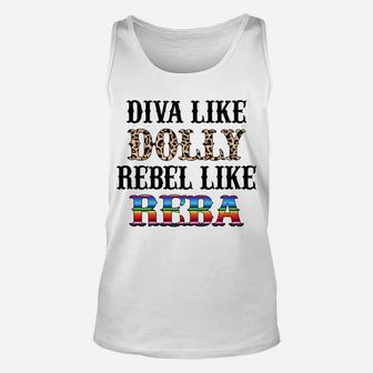 Leopard Diva Like Dolly Rebel Like Reba Sweatshirt Unisex Tank Top | Crazezy