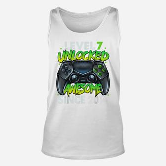 Level 7 Unlocked Awesome Since 2014 7Th Birthday Gaming Unisex Tank Top | Crazezy