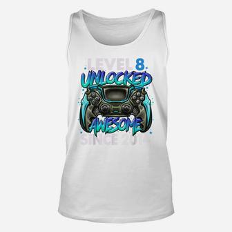Level 8 Unlocked Awesome Since 2014 8Th Birthday Gaming Unisex Tank Top | Crazezy AU