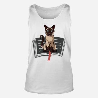 Life Is Better With Books & Cats Funny Siamese Cat Sweatshirt Unisex Tank Top | Crazezy DE