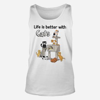Life Is Better With Cats Funny Cat Lovers Unisex Tank Top | Crazezy