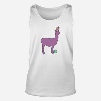 Llama Easter Bunny Ears With Eggs Unisex Tank Top - Thegiftio UK