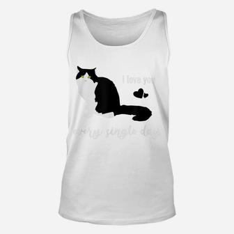 Love Black Cat With Heart For A Single Valentine Day Gift Unisex Tank Top | Crazezy
