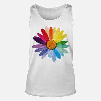 Marguerite Daisy Flower In Rainbow Colors Unisex Tank Top | Crazezy