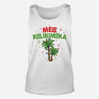 Mele Kalikimaka Hawaiian Christmas Palm Tree Lights Xmas Unisex Tank Top | Crazezy