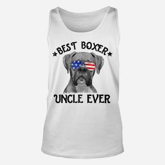Mens Best Boxer Uncle Ever Dog Dad American Flag 4Th Of July Unisex Tank Top | Crazezy