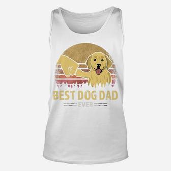 Mens Best Dog Dad Ever Golden Retriever Retro Puppy Lover Design Unisex Tank Top | Crazezy