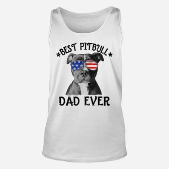 Mens Best Pitbull Dad Ever American Flag Dog Lover 4Th Of July Unisex Tank Top | Crazezy