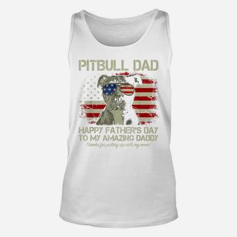 Mens Happy Father's Day To My Amazing Daddy Pitbull Dad Unisex Tank Top | Crazezy