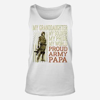 Mens My Granddaughter My Soldier Hero - Proud Army Papa | Grandpa Unisex Tank Top | Crazezy