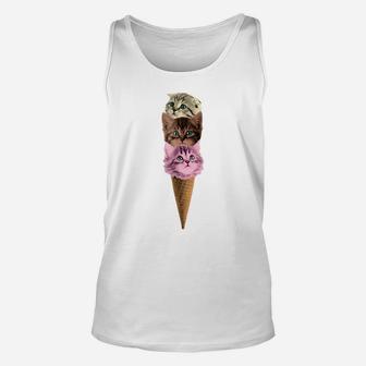 Meow-Scream Ice Cream Cone Kitten Pun Graphic Unisex Tank Top | Crazezy CA