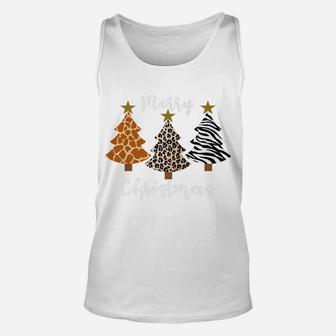 Merry Christmas Animal Leopard Zebra Giraffe Print Tree Xmas Unisex Tank Top | Crazezy AU