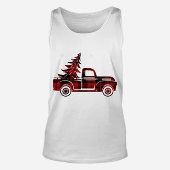Merry Christmas Buffalo Truck Tree Red Plaid For Men Women Unisex Tank Top | Crazezy CA