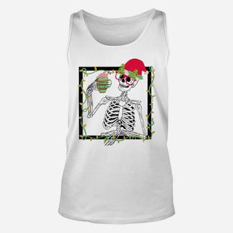 Merry Christmas Funny Santa Hat Christmas Drink Skeleton Zip Hoodie Unisex Tank Top | Crazezy DE