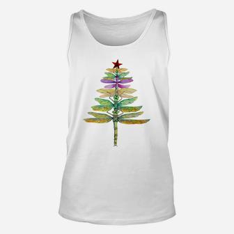 Merry Christmas Insect Lover Xmas Dragonfly Christmas Tree Unisex Tank Top | Crazezy