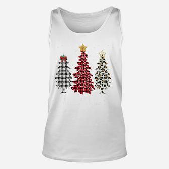 Merry Christmas Tree Leopard Plaid Printed Shirt Tshirt Unisex Tank Top | Crazezy