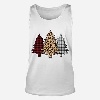 Merry Christmas Trees Leopard Buffalo Plaid Animal Print Unisex Tank Top | Crazezy UK
