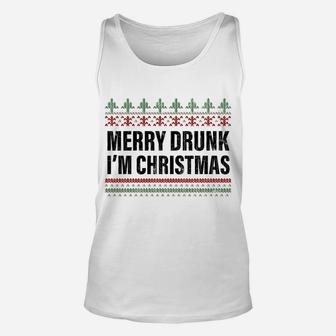 Merry Drunk I'm Christmas Funny Xmas Gift Drinking Unisex Tank Top | Crazezy