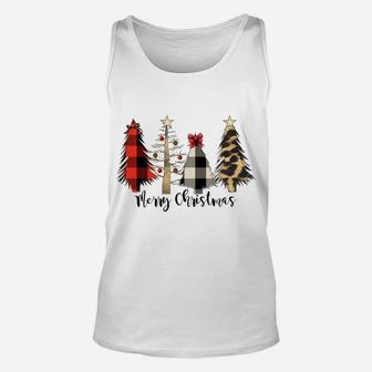 Merry Wild Farmhouse Christmas With Leopard Trees Unisex Tank Top | Crazezy CA
