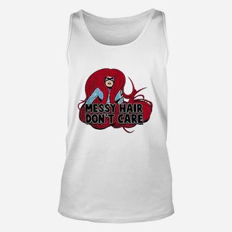 Messy Hair Dont Care Graphic Unisex Tank Top | Crazezy UK
