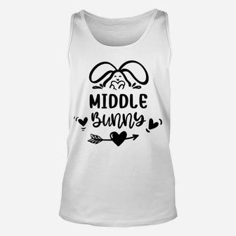 Middle Bunny Funny Matching Easter Bunny Egg Hunting Unisex Tank Top | Crazezy