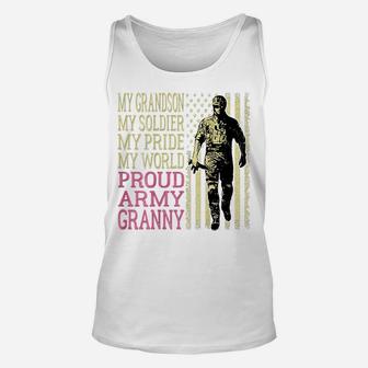 My Grandson My Soldier Hero Proud Army Granny Shirt Gift Unisex Tank Top | Crazezy