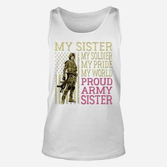 My Sister My Soldier Hero Proud Army Sister Military Sibling Unisex Tank Top | Crazezy