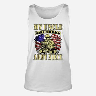 My Uncle Has Your Back Proud Army Niece Us Military Family Unisex Tank Top | Crazezy DE