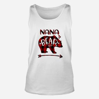 Nana Bear Red N Black Buffalo Plaid Bear Heart Unisex Tank Top | Crazezy UK