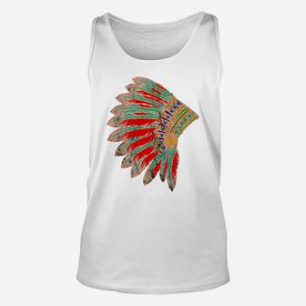 Native American Indian Tribes Feather Headdress Pride Chief Unisex Tank Top | Crazezy