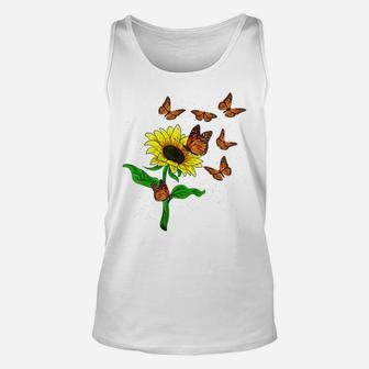 Nature Yellow Flower Blossom Butterfly Floral Sunflower Unisex Tank Top | Crazezy