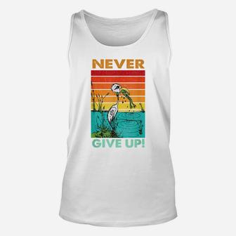 Never Ever Give Up Motivational Inspirational Unisex Tank Top | Crazezy