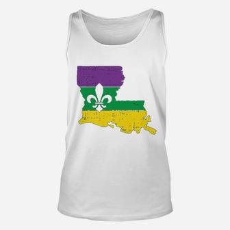 New Orleans Louisiana Map Jester Funny Mardi Gras Carnival Unisex Tank Top - Thegiftio UK