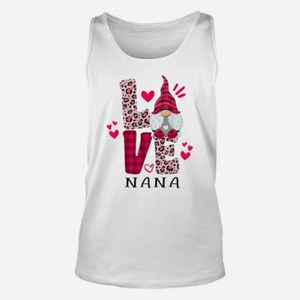 Nn Love Leopard Plaid Gnome Nana Valentines Day Costume Unisex Tank Top | Crazezy