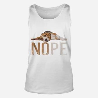Nope Lazy Beagle Dog Puppy Pet Animal Fur Paw Tee Unisex Tank Top | Crazezy
