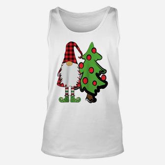 Nordic Gnome Christmas Tree Tomte Nisse Holiday Cute Plaid Raglan Baseball Tee Unisex Tank Top | Crazezy
