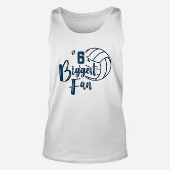 Number 6 Biggest Fan Volleyball Mom Dad Sister Brother Unisex Tank Top | Crazezy UK