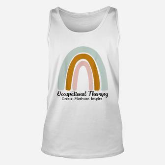 Occupational Therapy Create Motivate Inspire Rainbow Unisex Tank Top | Crazezy